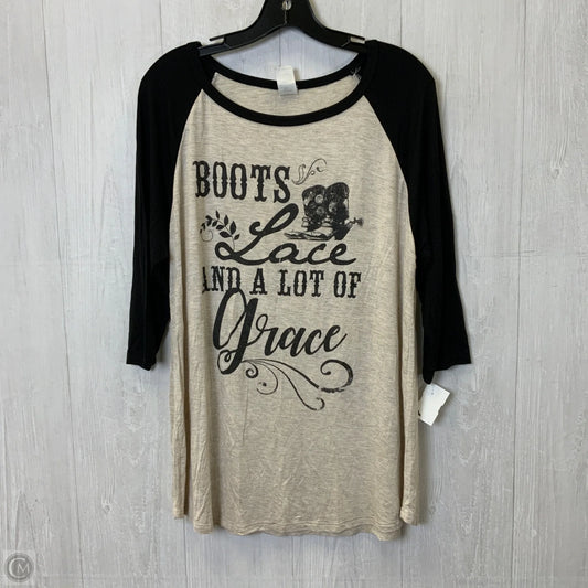 Top 3/4 Sleeve By Clothes Mentor In Black & Cream, Size: 2x
