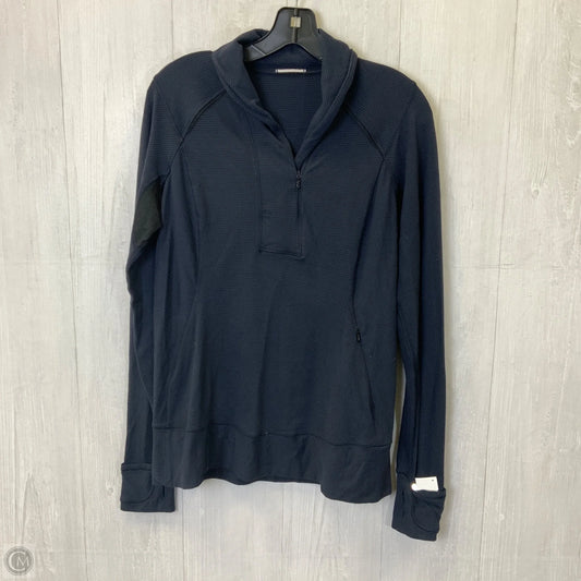 Athletic Top Long Sleeve Collar By Lululemon In Navy, Size: M