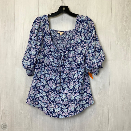 Top Short Sleeve By Skies Are Blue In Blue, Size: M