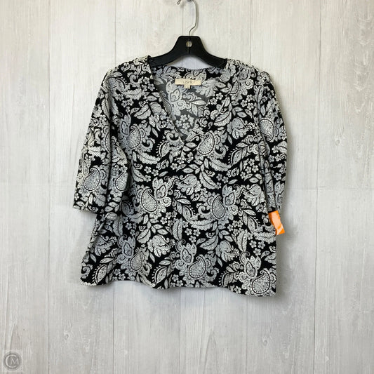 Top Short Sleeve By Loft In Black & White, Size: M