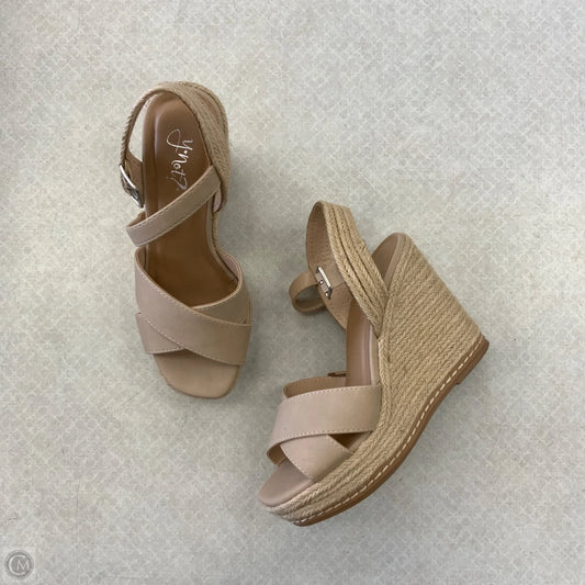 Sandals Heels Wedge By Clothes Mentor In Beige, Size: 5