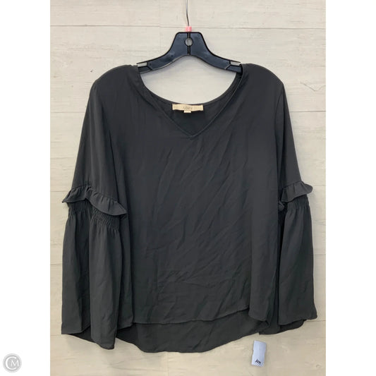 Blouse Long Sleeve By Loft In Grey, Size: S