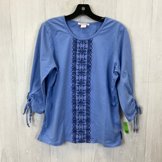Top 3/4 Sleeve By Allison Daley In Blue, Size:S