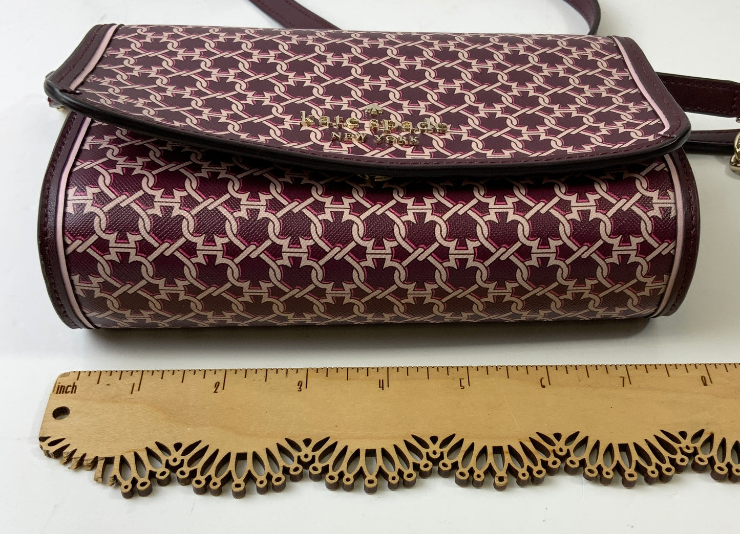 Crossbody Designer By Kate Spade In Maroon, Size:Small