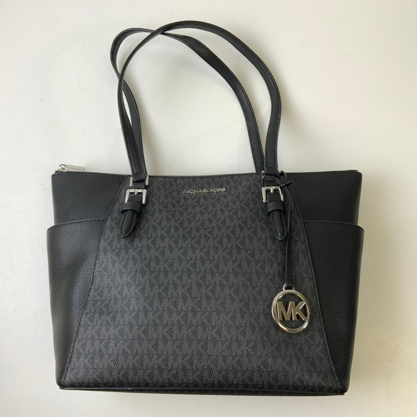 Handbag Designer By Michael Kors In Black & Grey, Size:Medium