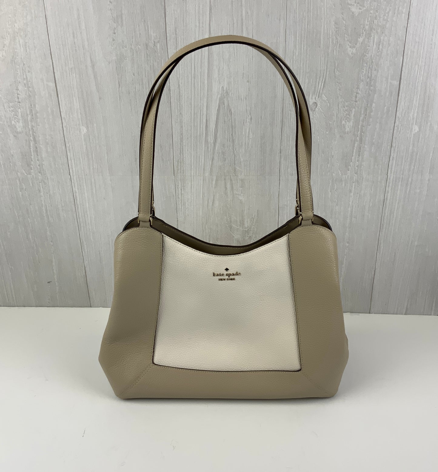 Handbag Designer By Kate Spade In Cream & Tan, Size:Large