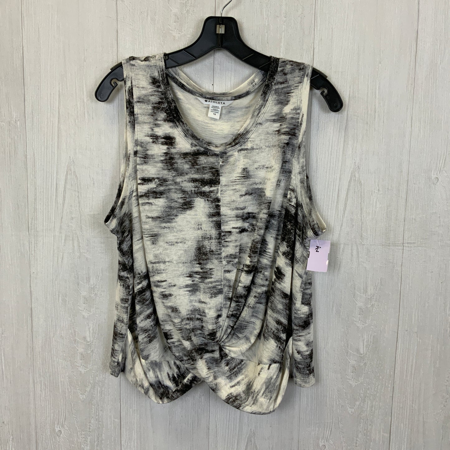 Athletic Tank Top By Athleta In Black & White, Size:1X