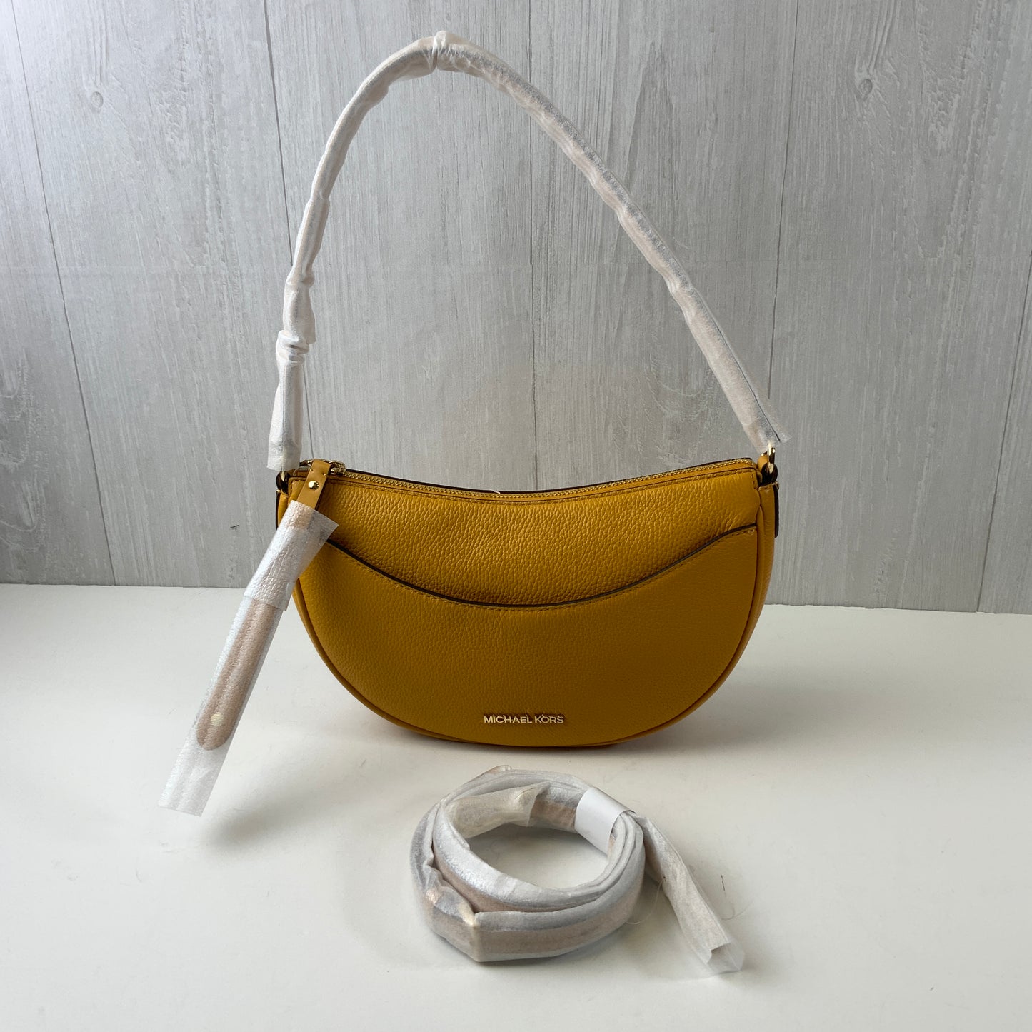 Handbag Designer By Michael Kors In Yellow, Size:Small