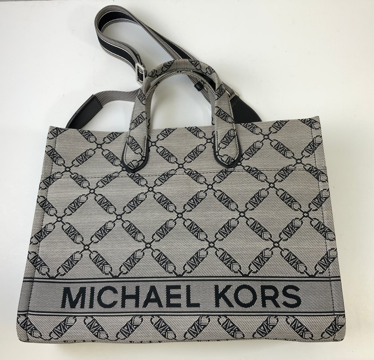 Handbag Designer By Michael Kors In Black & Cream, Size:Large
