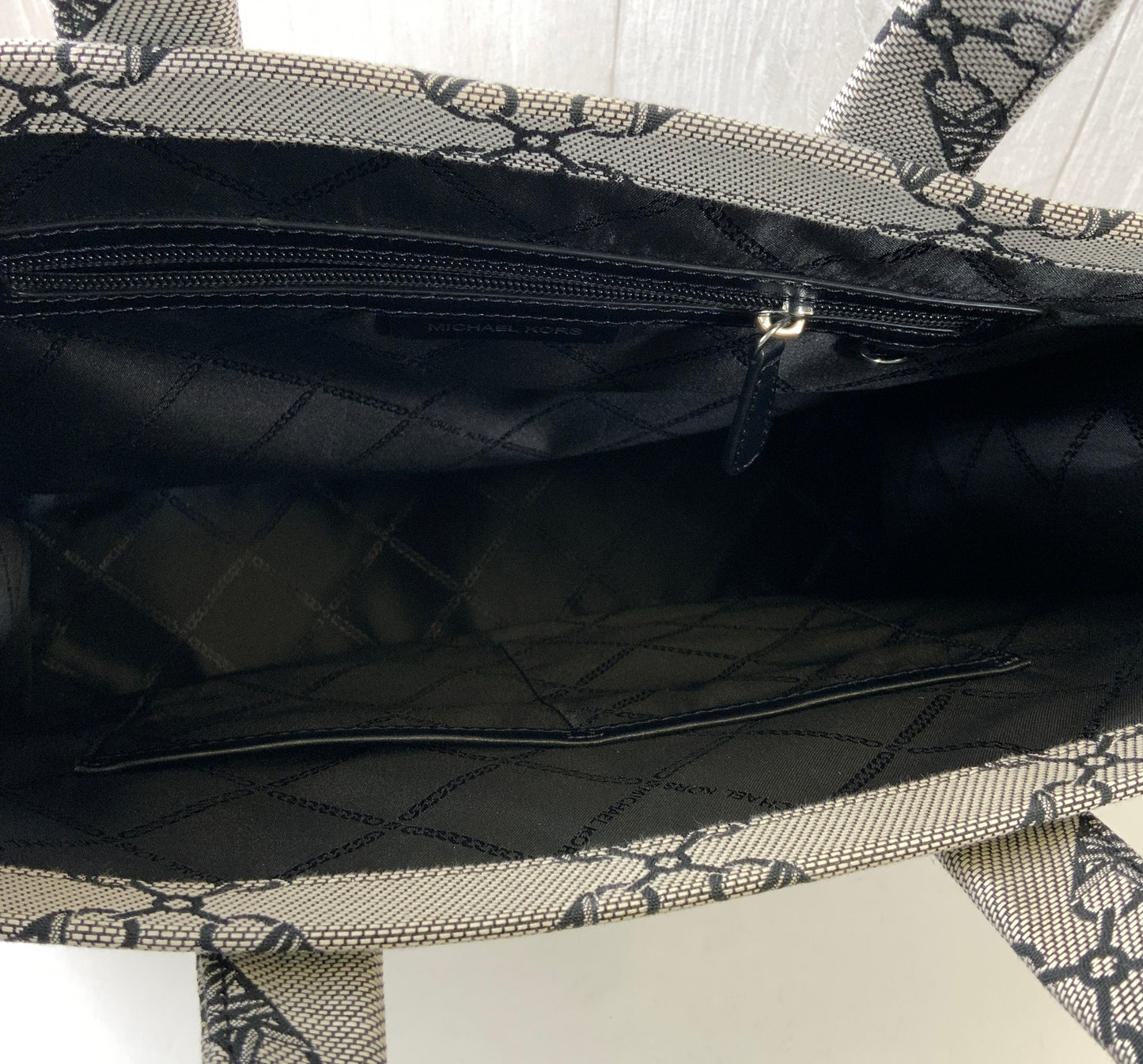 Handbag Designer By Michael Kors In Black & Cream, Size:Large