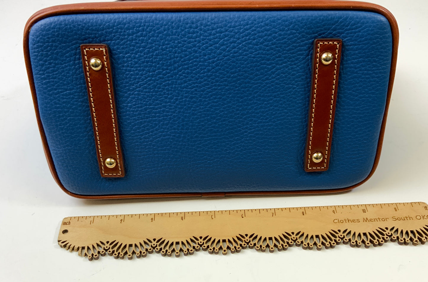 Handbag Designer By Dooney And Bourke In Blue & Brown, Size:Small