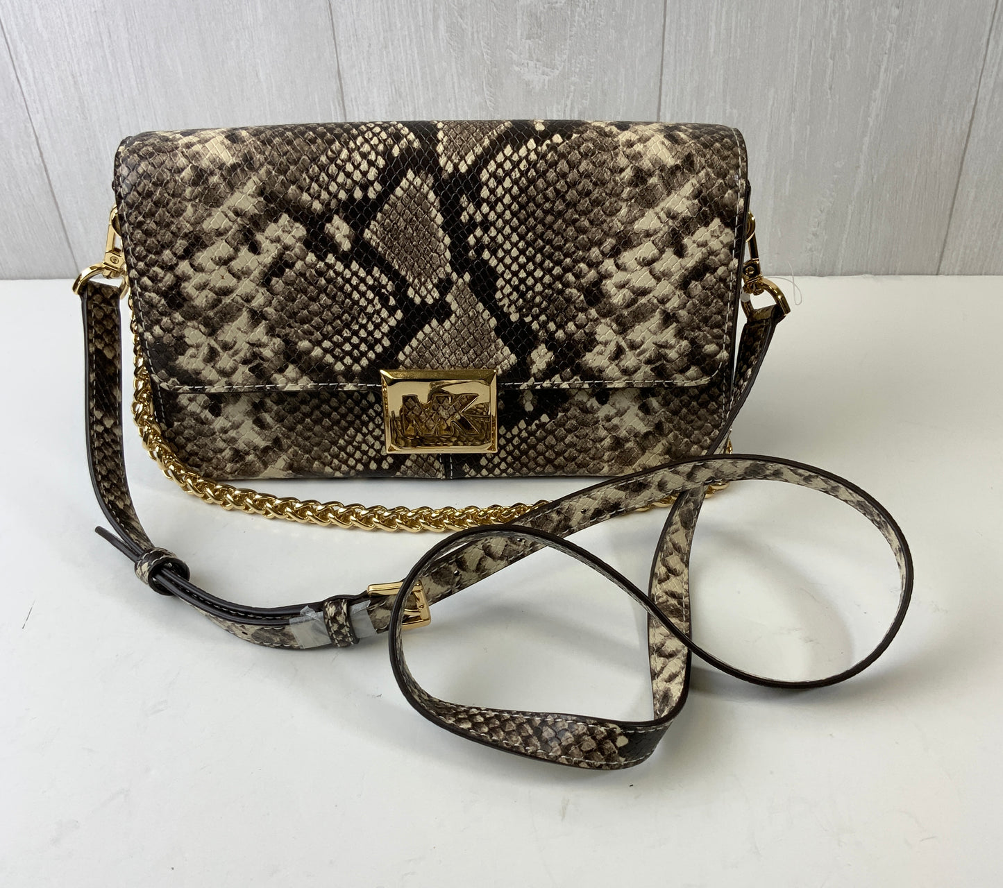 Handbag Designer By Michael Kors Collection In Snakeskin Print, Size:Medium