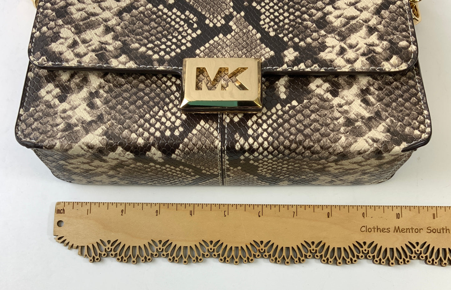 Handbag Designer By Michael Kors Collection In Snakeskin Print, Size:Medium