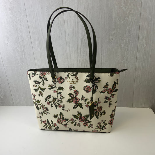 Handbag Designer By Kate Spade In Cream & Green, Size:Large