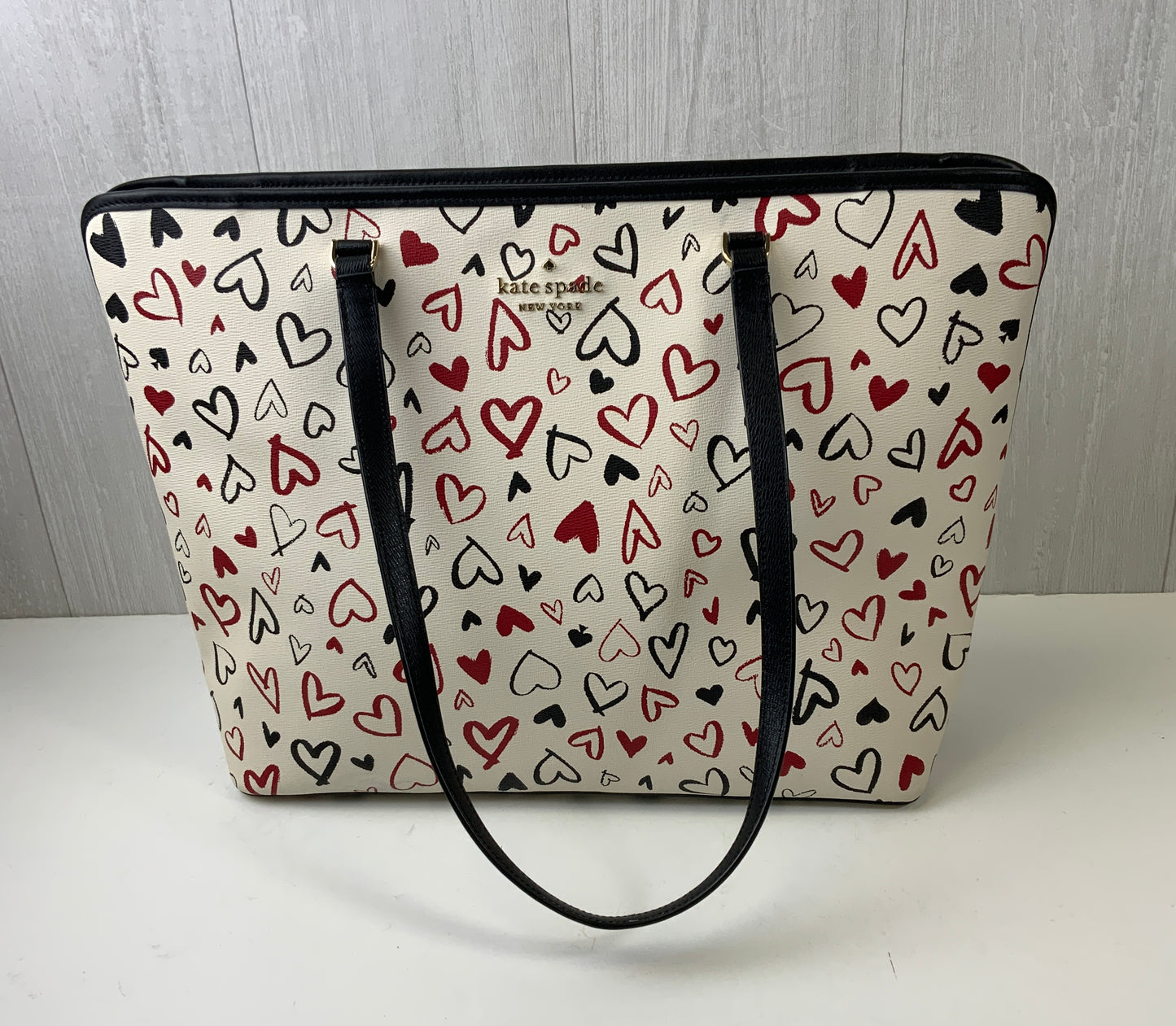 Handbag Designer By Kate Spade In Black & Cream, Size:Large