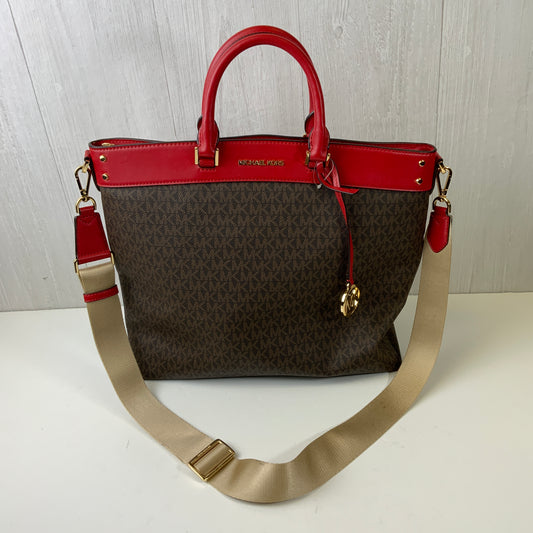 Handbag Designer By Michael Kors In Brown & Red, Size:Large