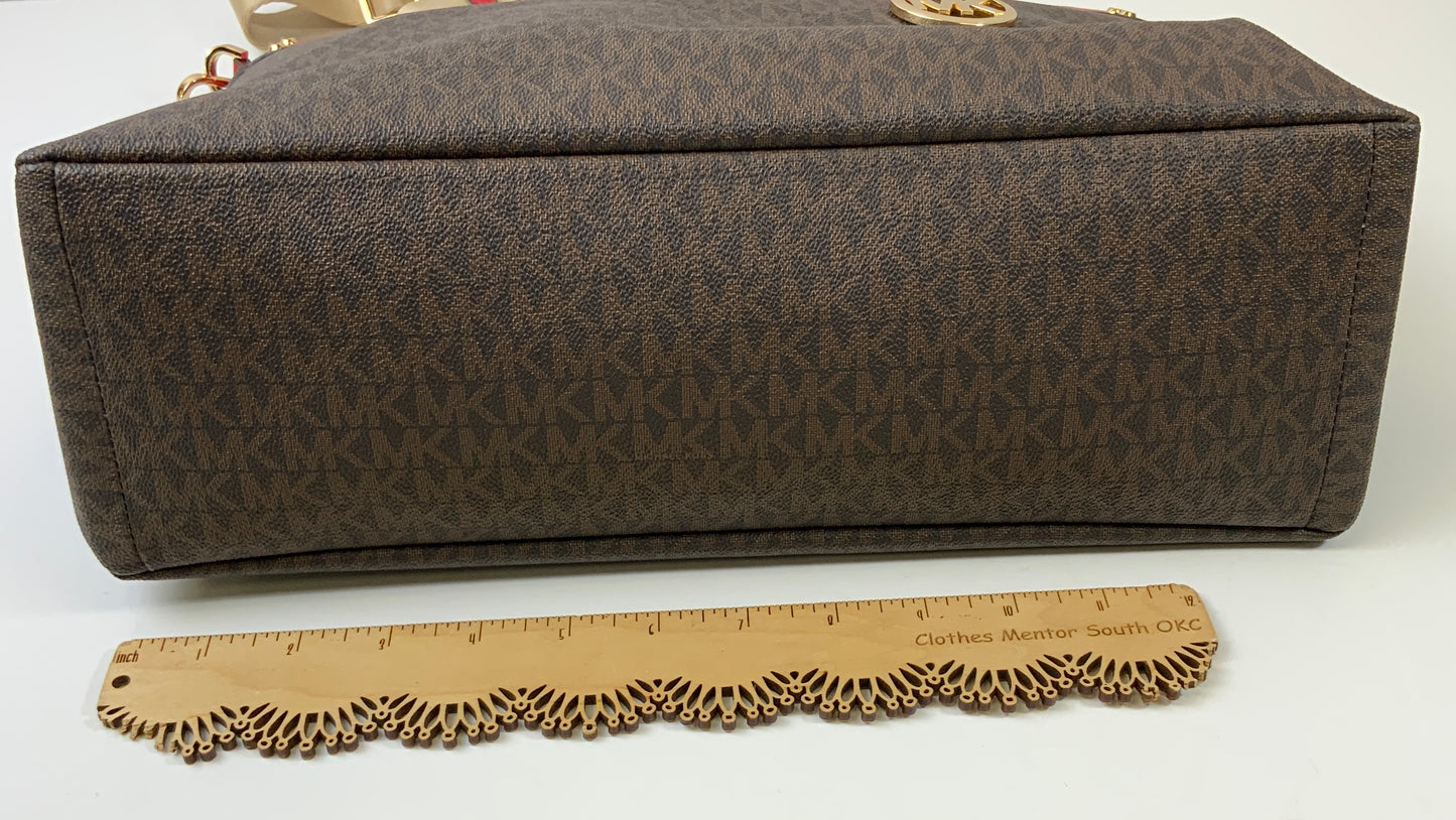 Handbag Designer By Michael Kors In Brown & Red, Size:Large