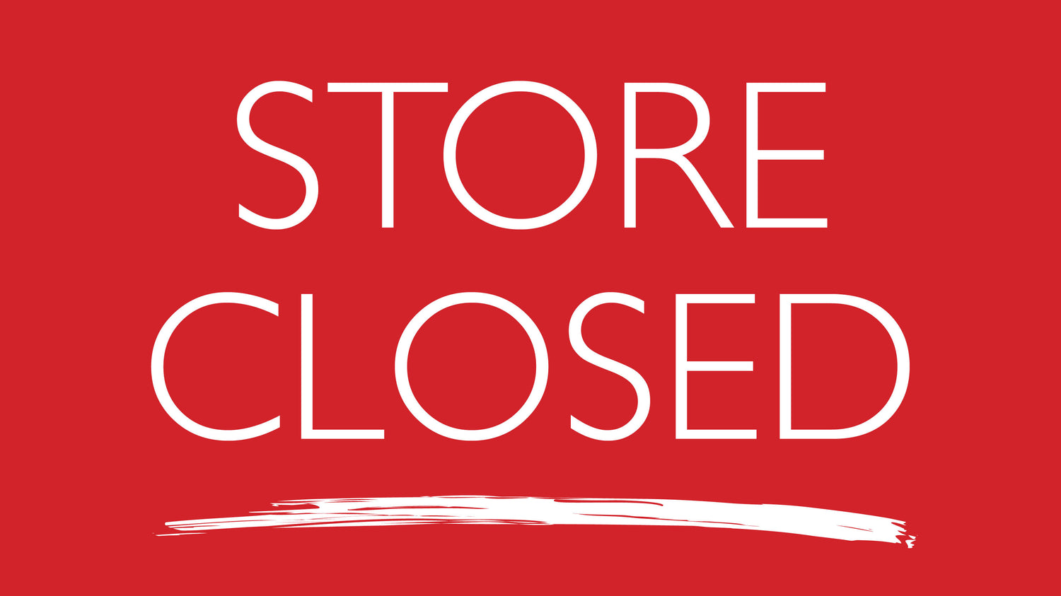 Red background with 'STORE CLOSED' text in white